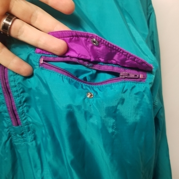 Vintage 80s Retro L.L.Bean Aqua Berry Windbreaker Jacket USA Made Woman's Large - Picture 5 of 7